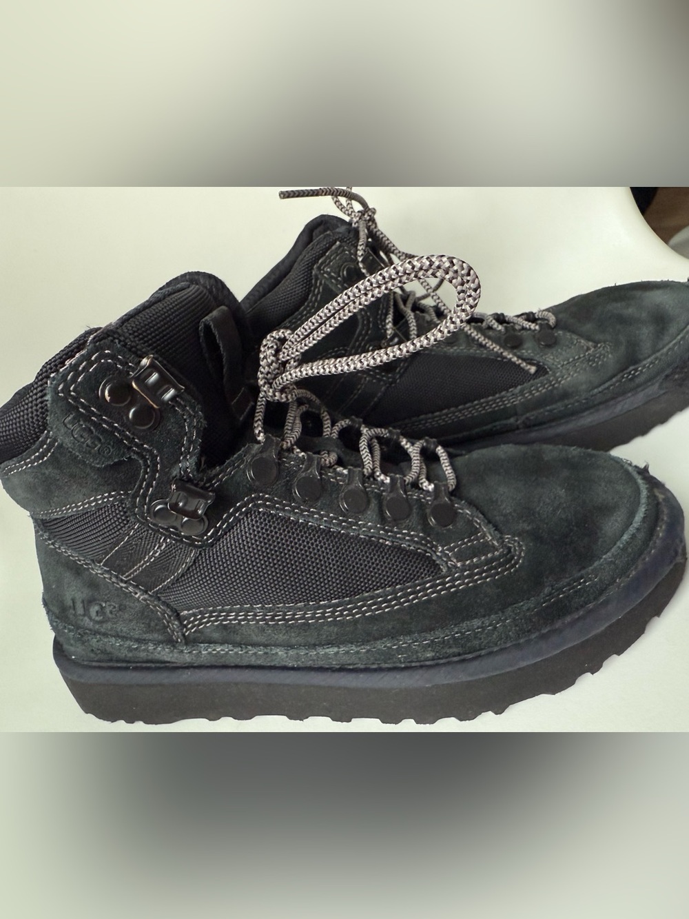 UGG Kids Black Suede Lace-Up Winter Boots